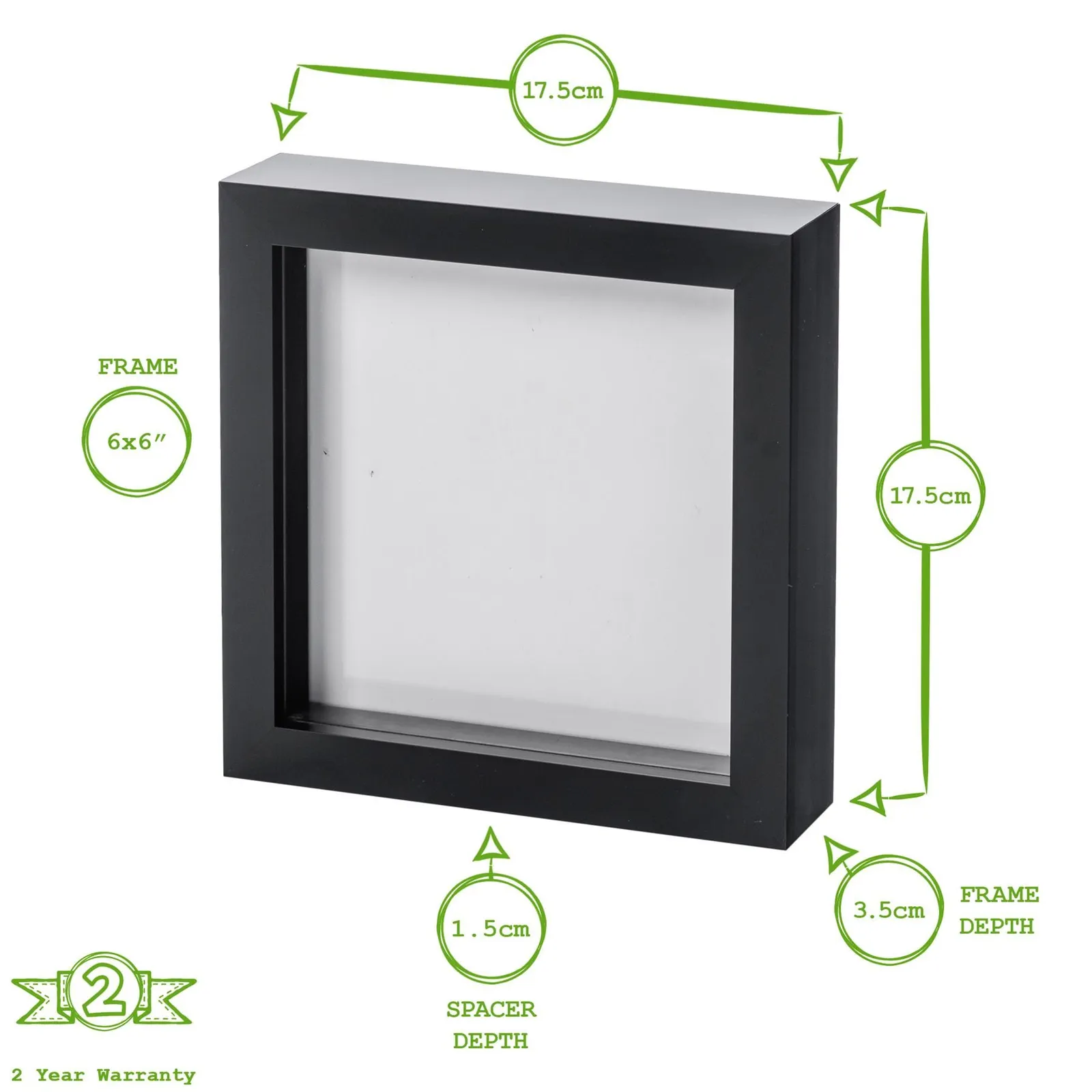 Nicola Spring 3D Box Photo Frames - 6" x 6" - Pack of 2 in White 4