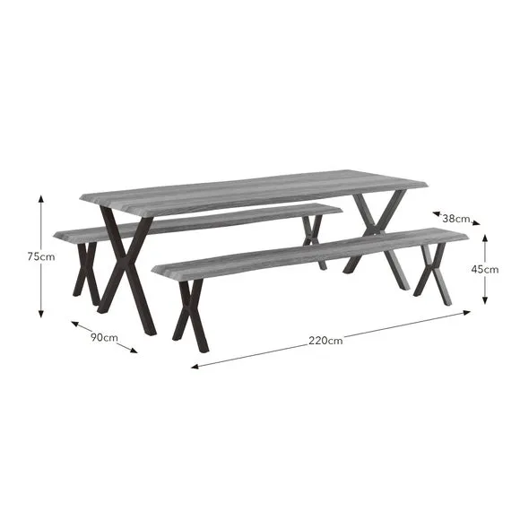 Ezra II 6 Seater Dining Table and Bench Set 6