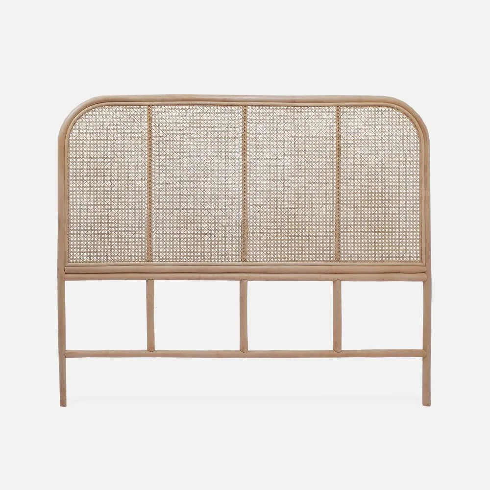 sweeek Natural Rattan Headboard Double Bed 140cm in Light Brown 2