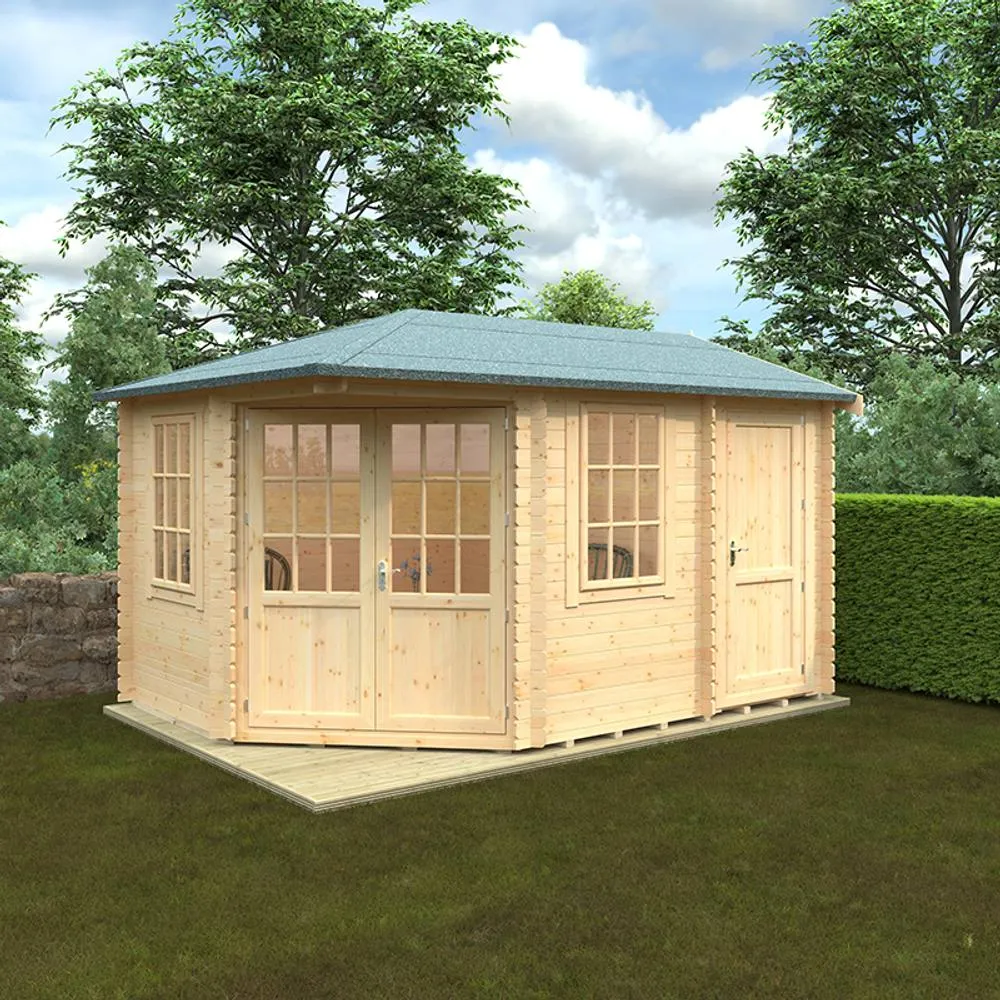 Buttercup Farm 14x10 The Victoria 28mm Cabin - L415 x W295 x H272.6 cm in Natural 3