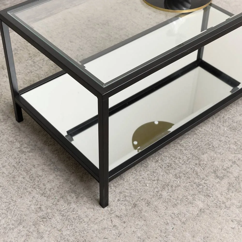 Melody Maison Black Glass & Mirrored Coffee Table 2
