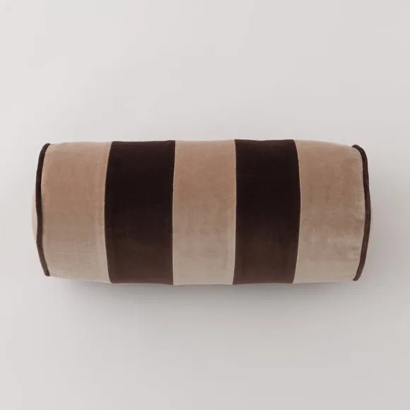 Clara Striped Cotton Velvet Bolster Cushion 3