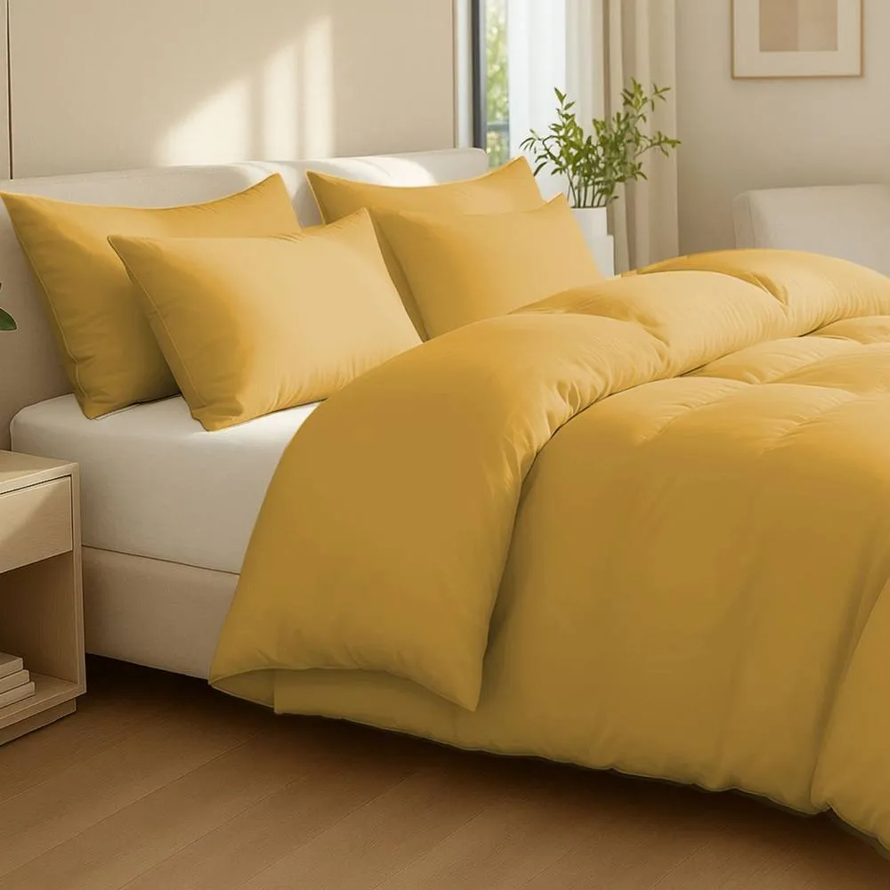 Grace 100% Egptian Cotton Duvet Cover Set with Matching Pillowcases in Yellow