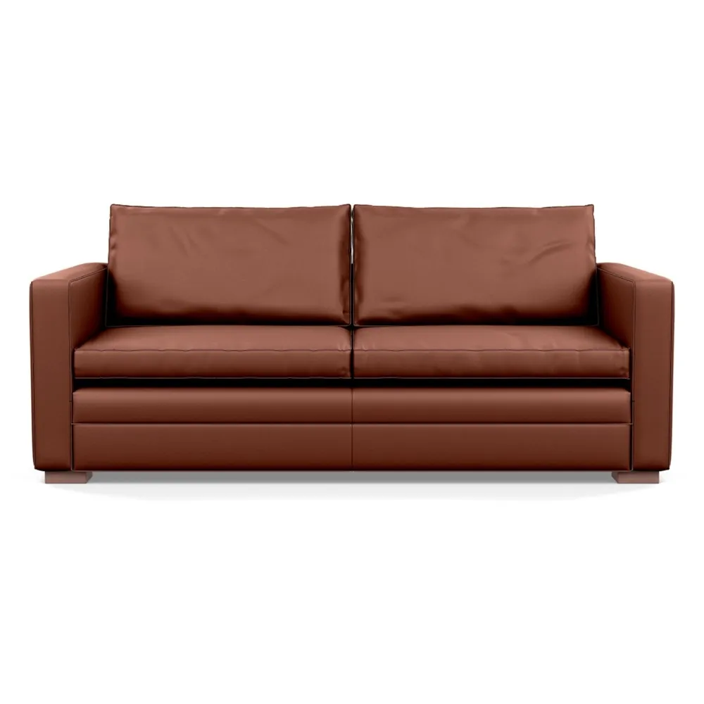Heal's Palermo 3 Seater Sofa Leather Grain Dark Brown 068 Walnut Feet 1