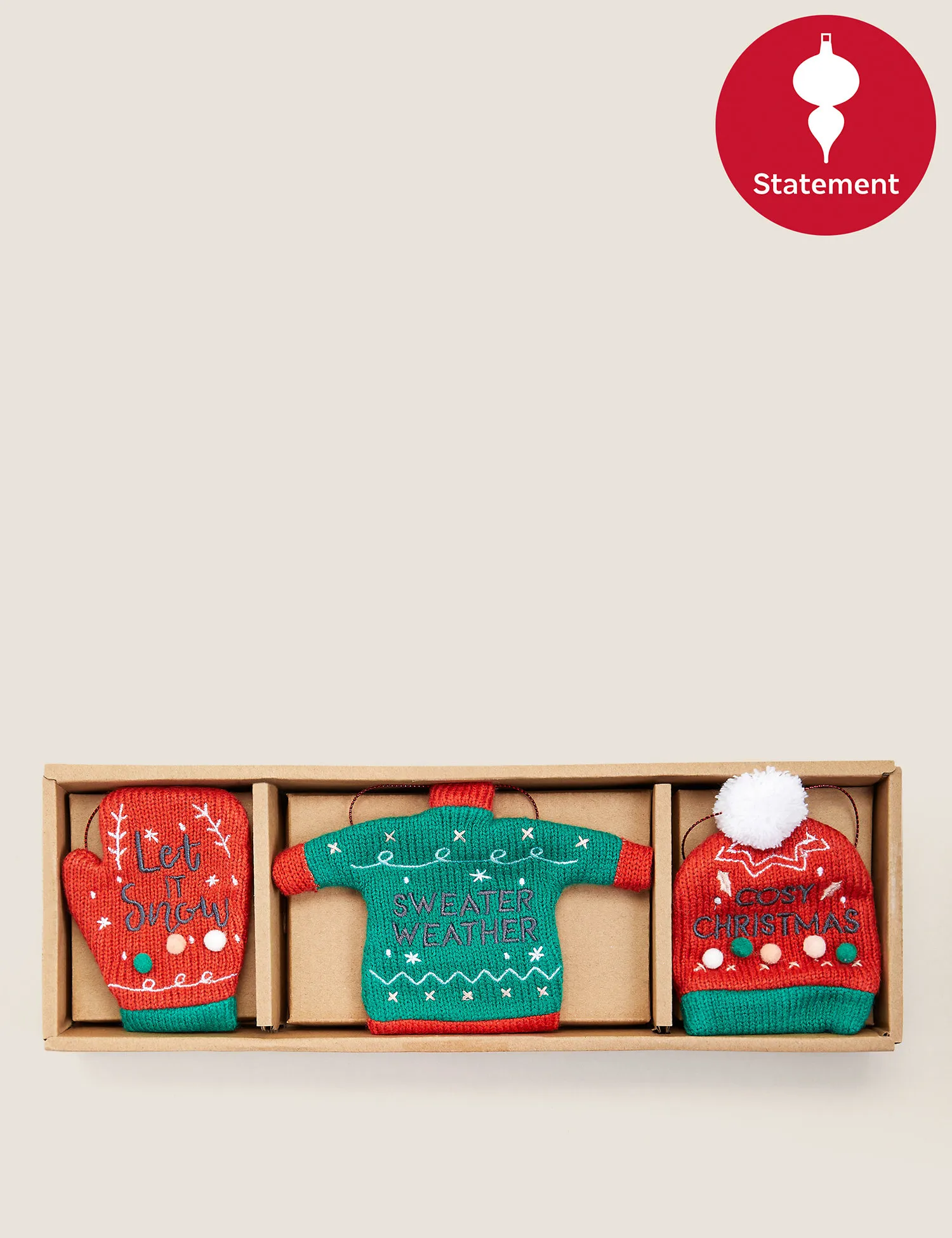 M&S 3 Pack Hanging Jumper Tree Decorations