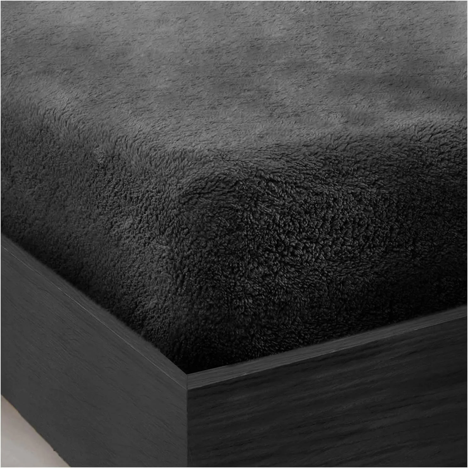 Smart Living Luxury Teddy Bear Fleece Fitted Sheet in Charcoal 2