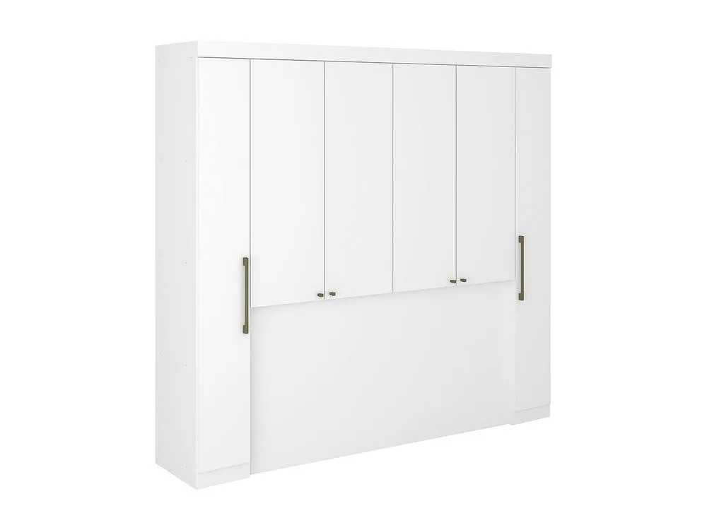 Vente-unique Bed Bridge - 6 Doors - With Wardrobes & Storage - L216, 5 Cm - White 4
