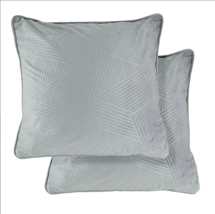 New Edge Blinds Deco Collection Soft Velvet Geometric Cushion Cover in Silver
