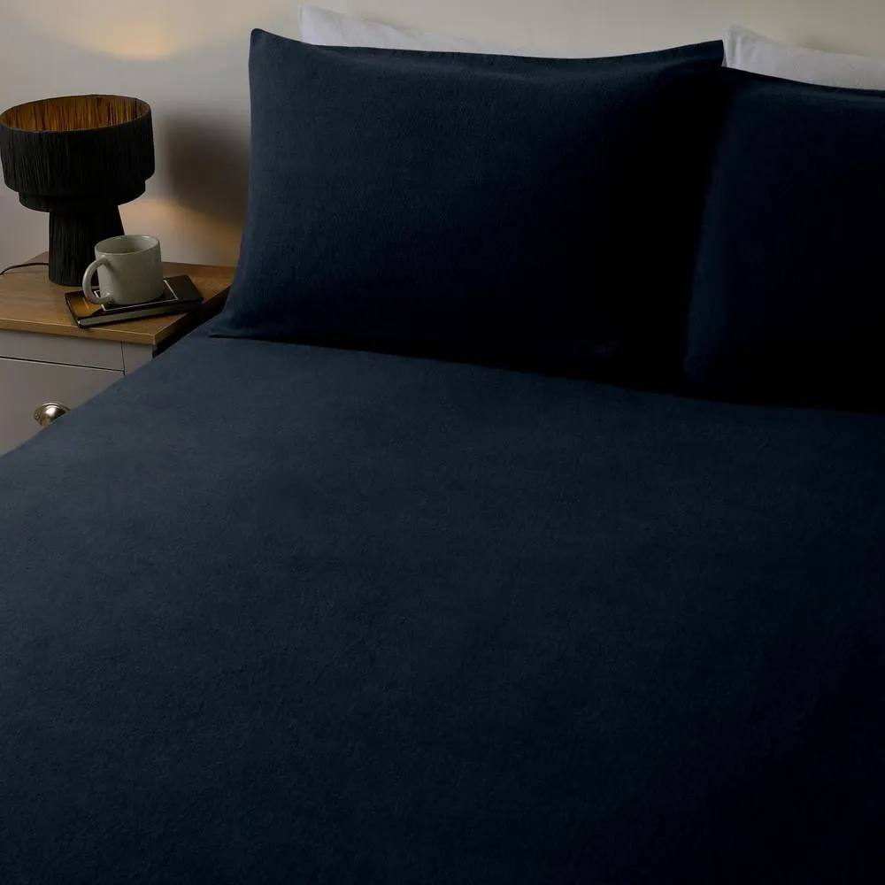 OHS Essential Brushed Cotton Soft Fitted Bed Sheet in Dark Navy | Size: Single Fitted
