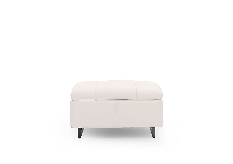Gisella Leather Large Footstool - Cotton