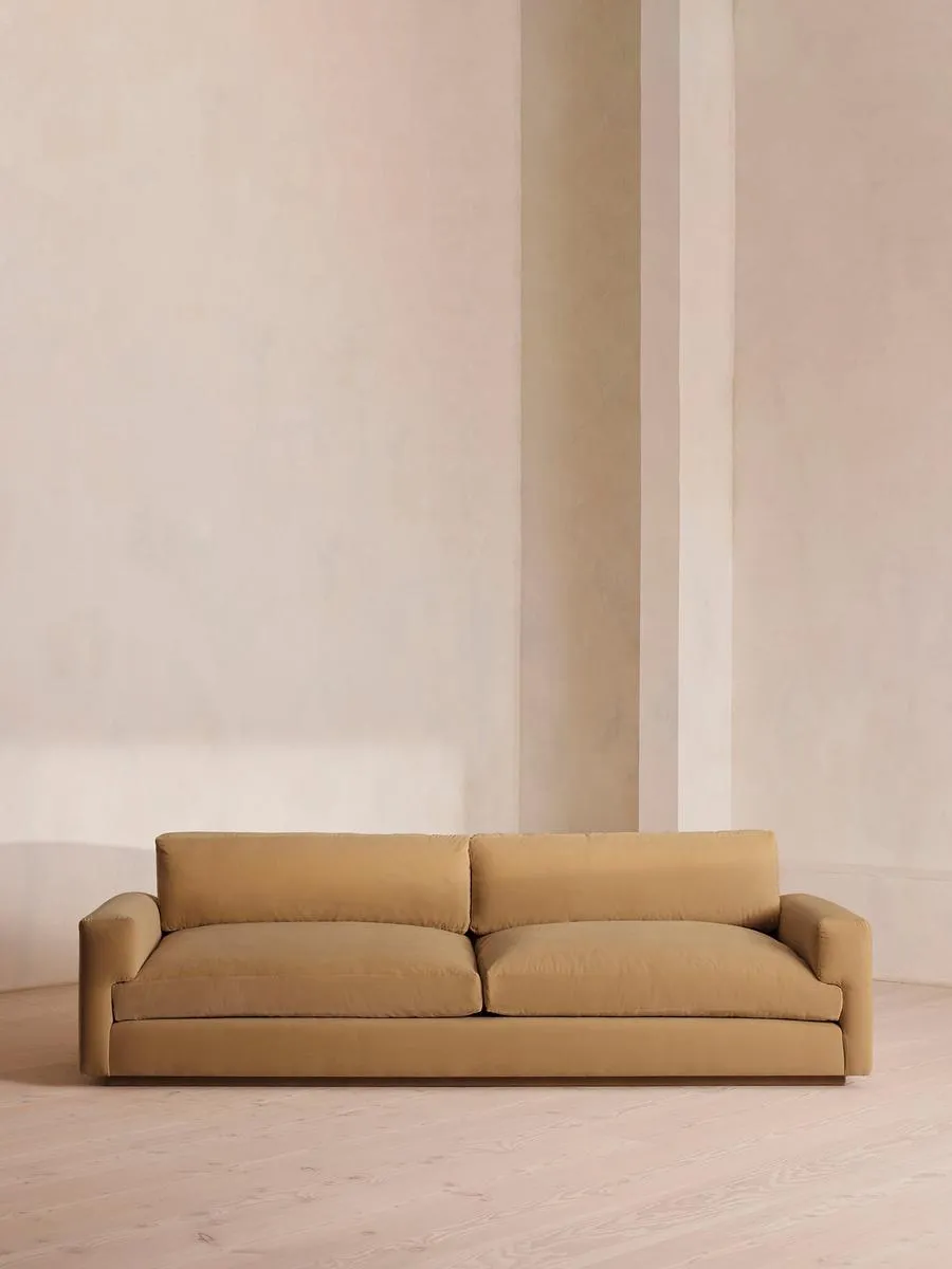 Mossley Four Seater Sofa, Velvet, Camel