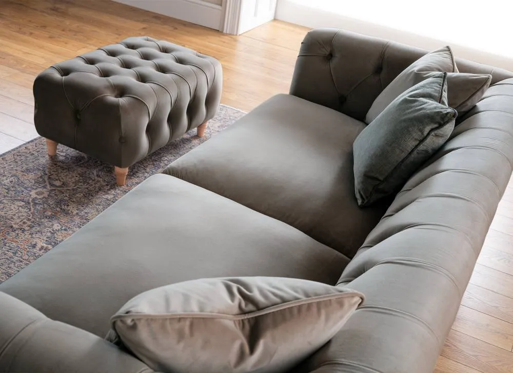 The Great Sofa Company Kensington 2-Seater Velvet Chesterfield Sofa in Grey 5