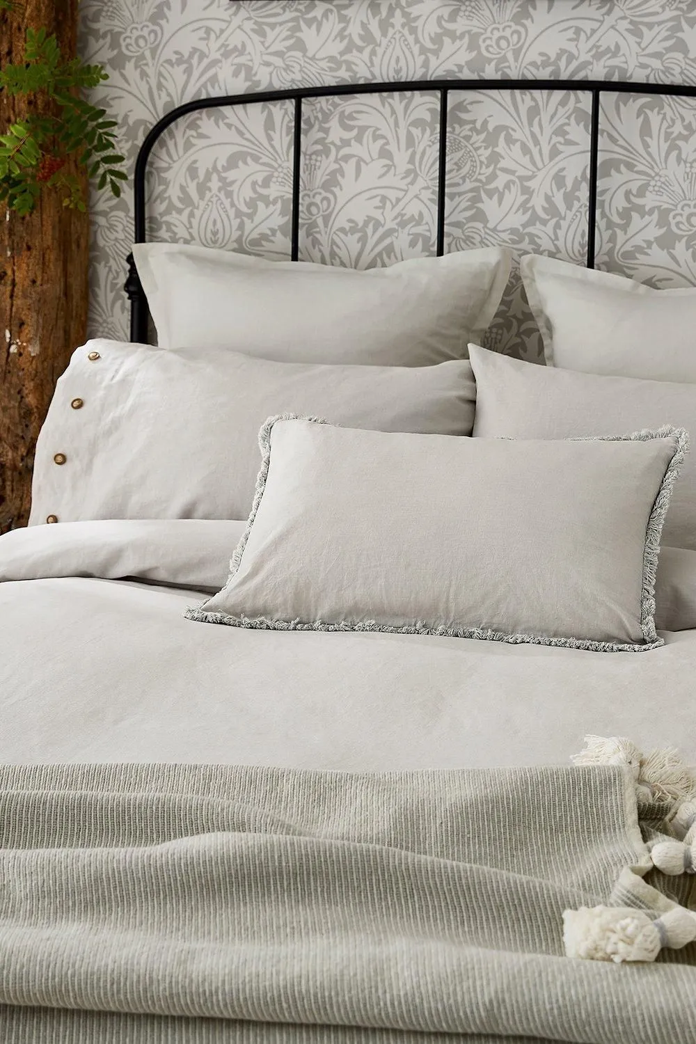 Morris & Co 'Pure Linen Cotton' Square Pillowcase in Silver 2