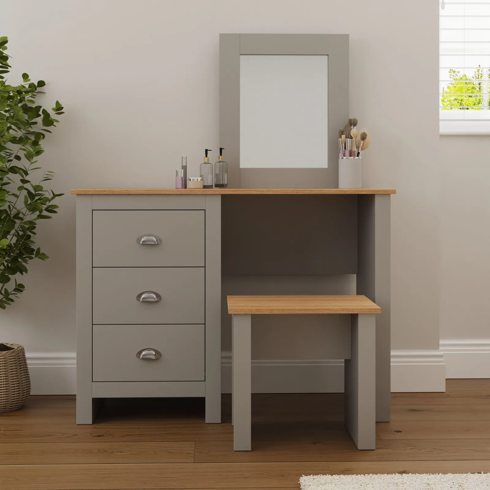 GFW Lancaster Dressing Table Set in Grey