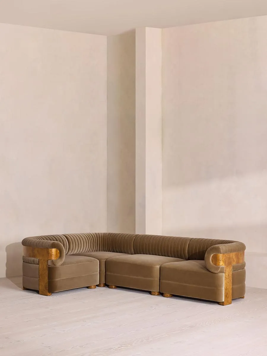 Caleb Modular Sofa, L-Shape Sofa, Velvet, Truffle, Dark Burl