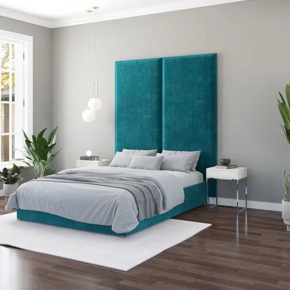 Hanging Wall Panel Dual Mount Plush Velvet Headboard 4
