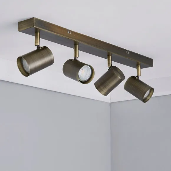 Newark Antique Bronze 4 Light Semi Flush Spotlight Bar 2