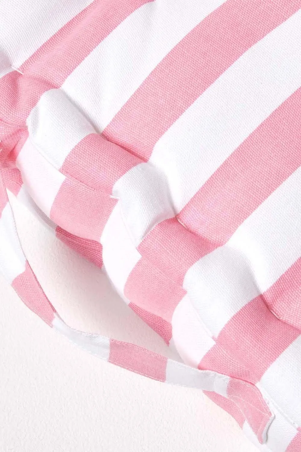Homescapes Cotton Thick Stripe Floor Cushion in Pink 4