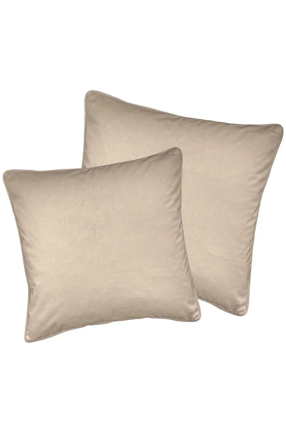 Enhanced Living Pair of Soft Velvet Double Sided Zip Opening Piped Edge Cushion Covers - Cases Only in Cream