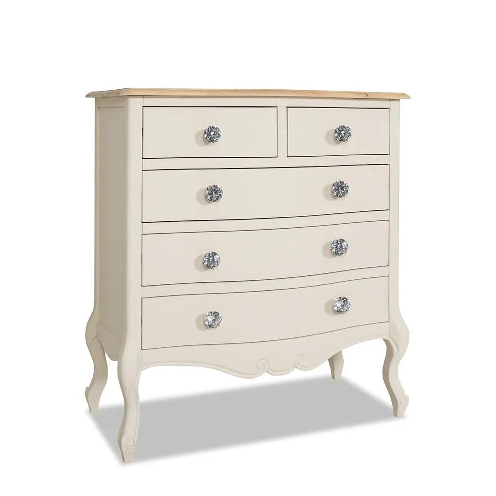 Statement Furniture Juliette Vintage Chic 2 Over 3 Chest of Drawers with Crystal Handles in Ivory 5