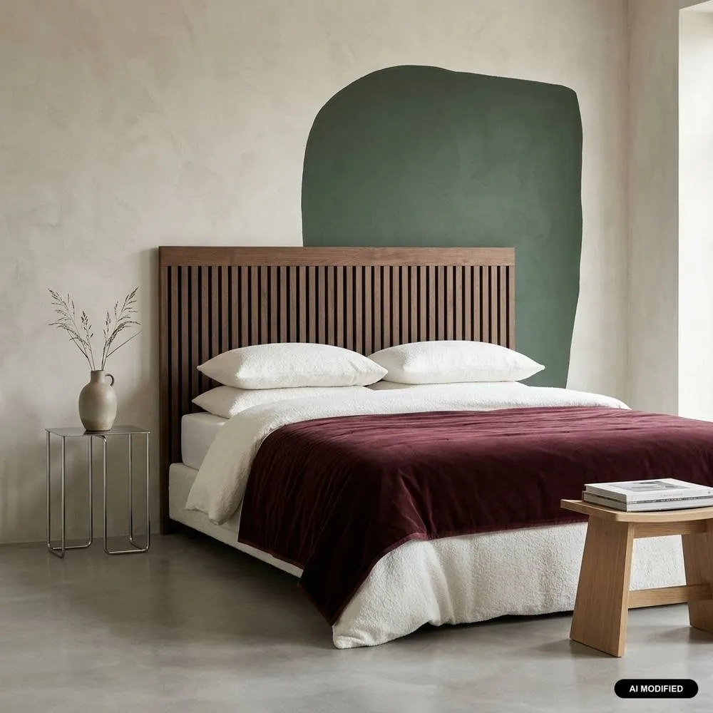 sweeek Decorative headboard with wood slats 140cm in Dark Brown