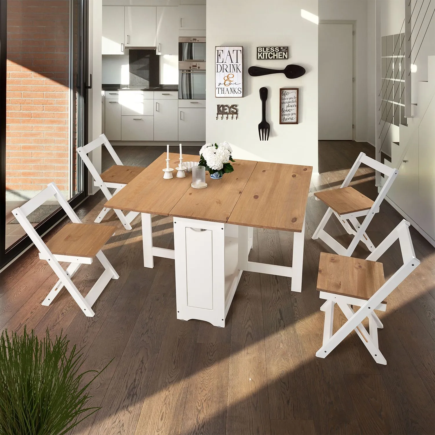 Seconique Santos Butterfly Dining Set in White 1