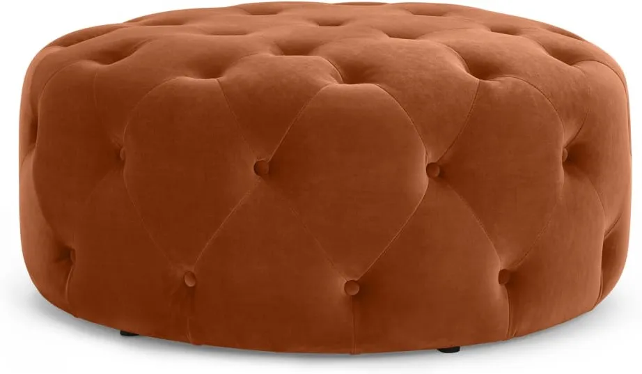 Hampton Large Round Pouffe, Nutmeg Orange Velvet