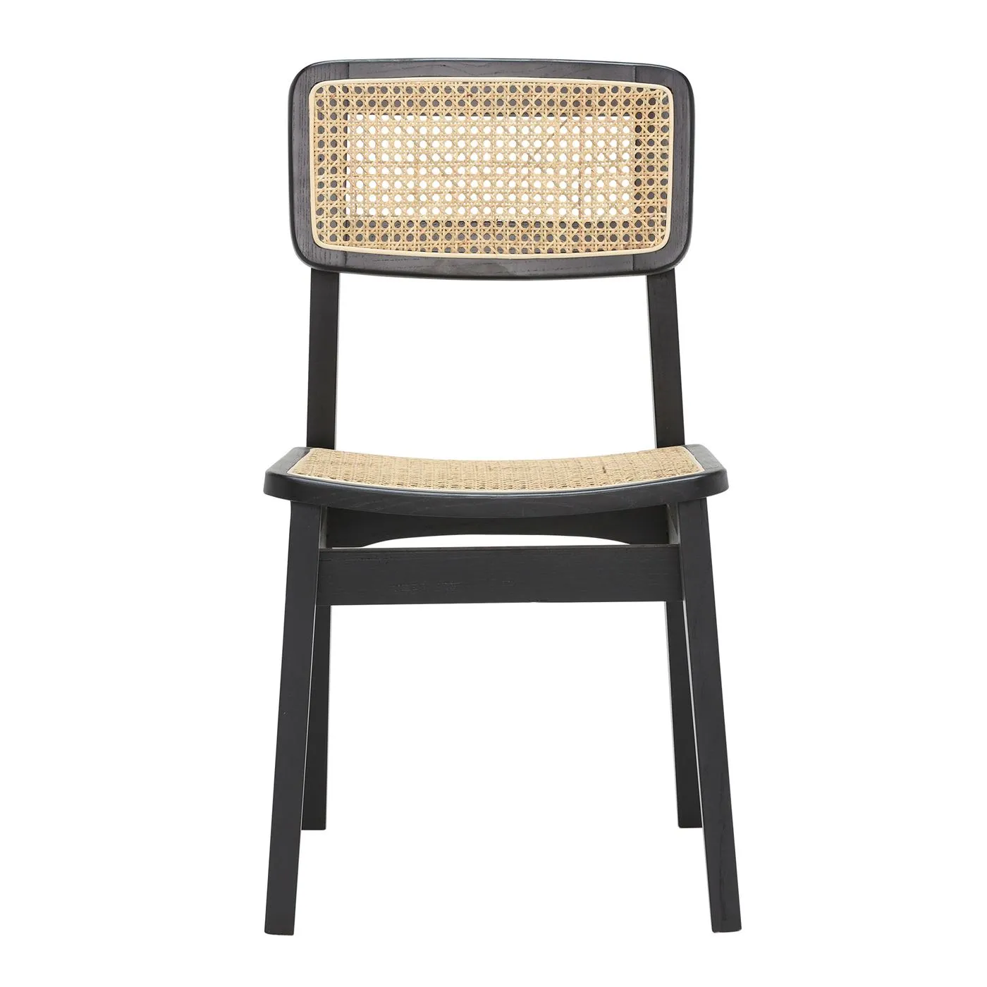 Malin Dining Chair - Black - Beech Wood - Rattan - W41 x D51 x H82cm - Barker & Stonehouse