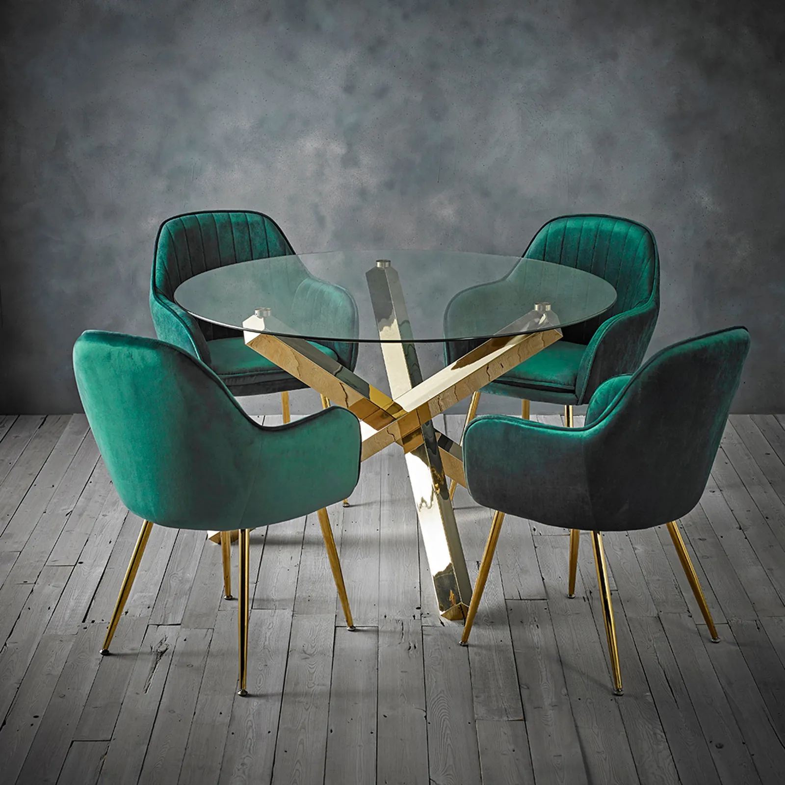 Laila 4 Seater Dining Set - Forest Green Green