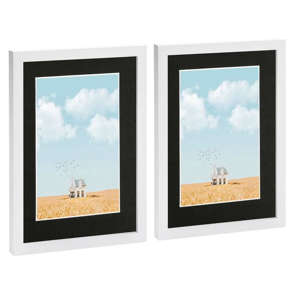 Nicola Spring Photo Frames with A5 Mount - A4 (8" x 12") - Black - Pack of 2 in White 1