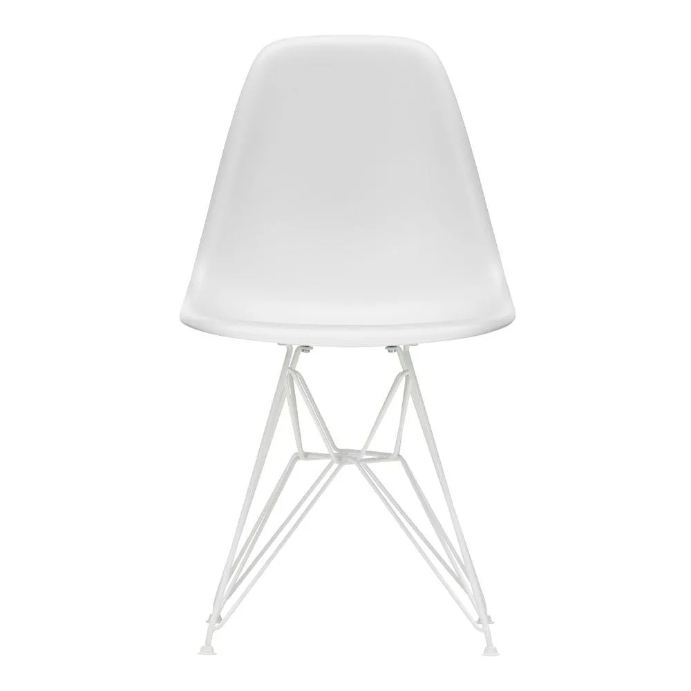 Vitra Eames DSR Side Chair RE in Cotton White White powder-coated base 15 Felt Glides