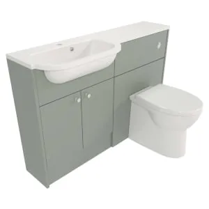 Deccado Benham Willow Green Slimline Fitted Vanity & Toilet Pan Unit Combination with LH Basin - 1200mm