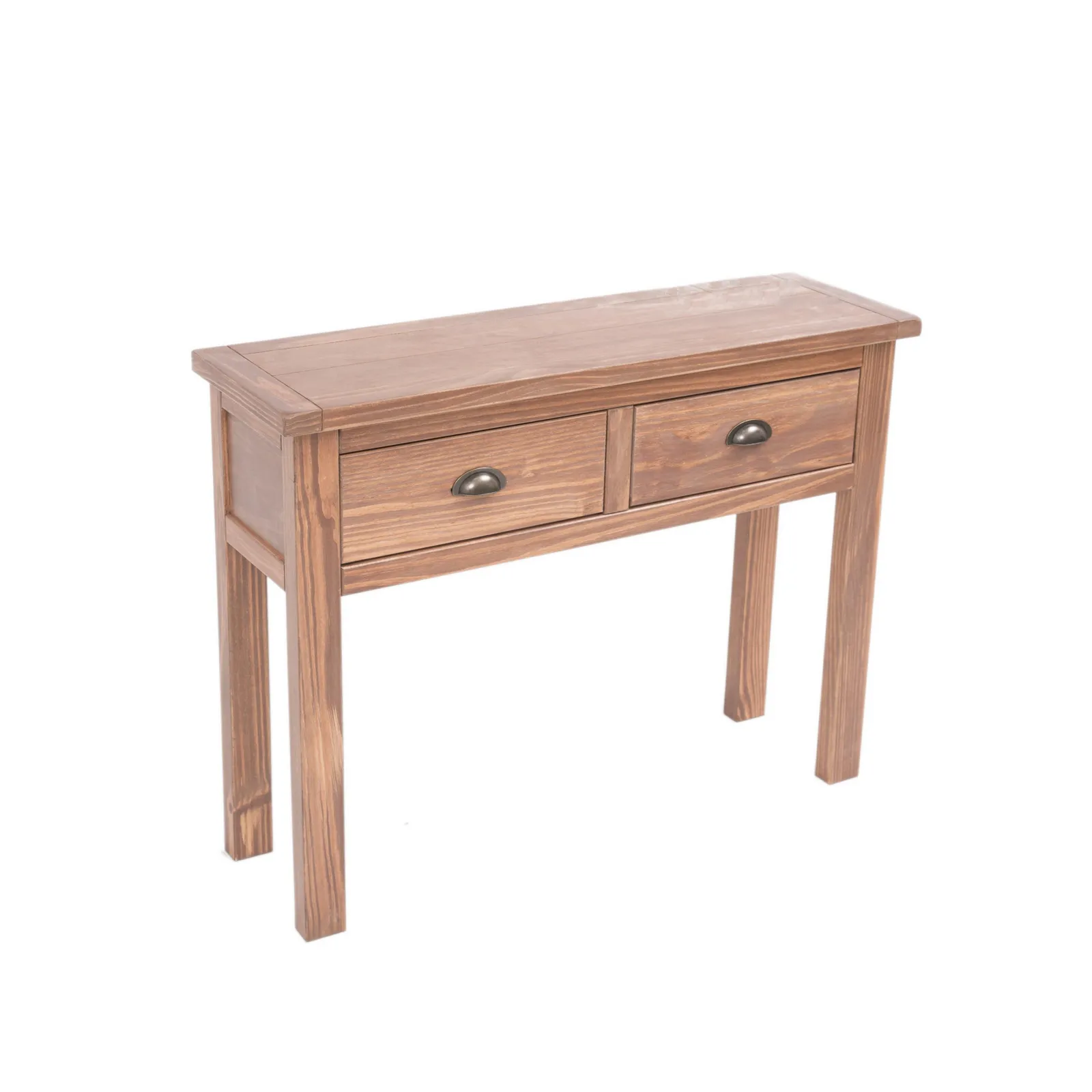 Cabinet Bits Padua Lacquered 2 Drawer Console Table Brass Cup Handle in Light Brown 3