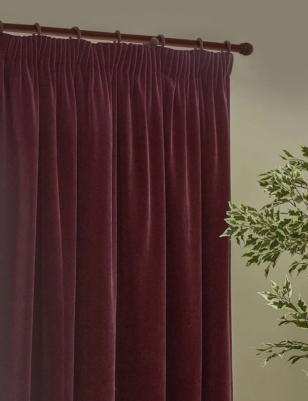 YARD Chenille Velvet Pencil Pleat Curtains Dark Burgundy