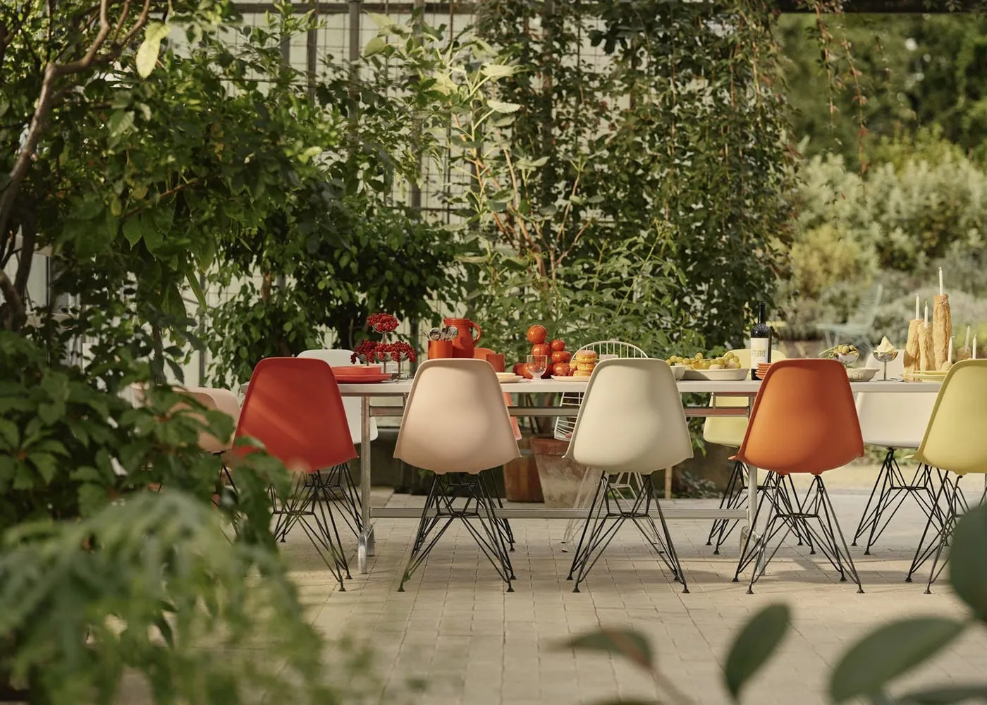 Vitra Eames DSR Chair Poppy Red Basic Dark Powder Coated Base 04 Glides 3