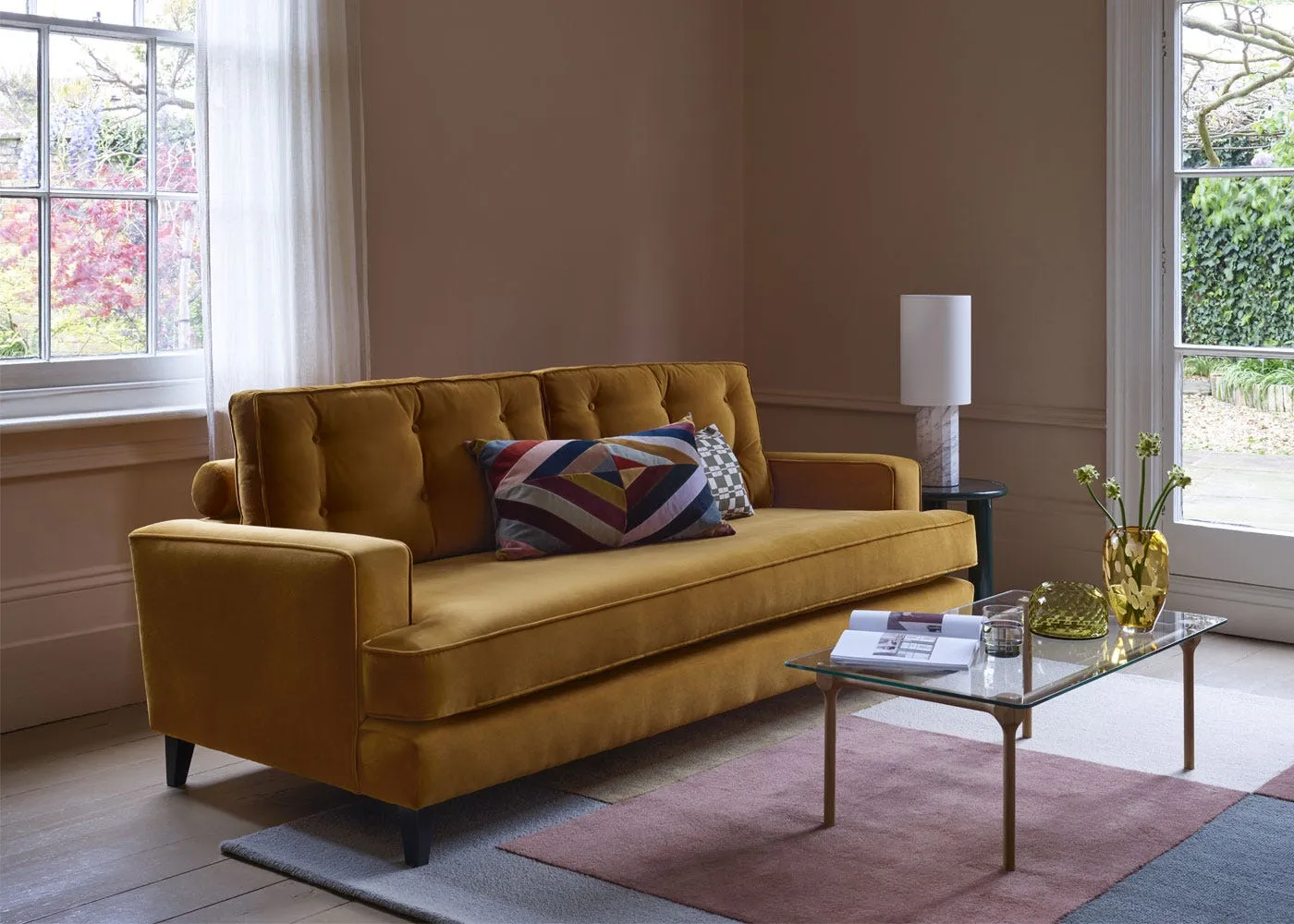 Heal's Mistral Loveseat Brushed Cotton Cadet Natural Feet 2