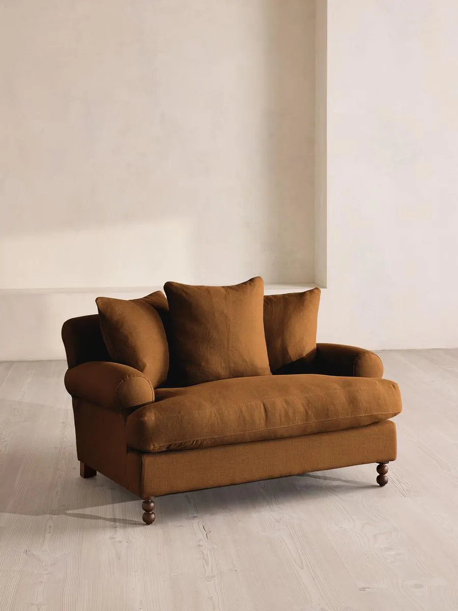 Audrey Loveseat, Linen, Terracotta