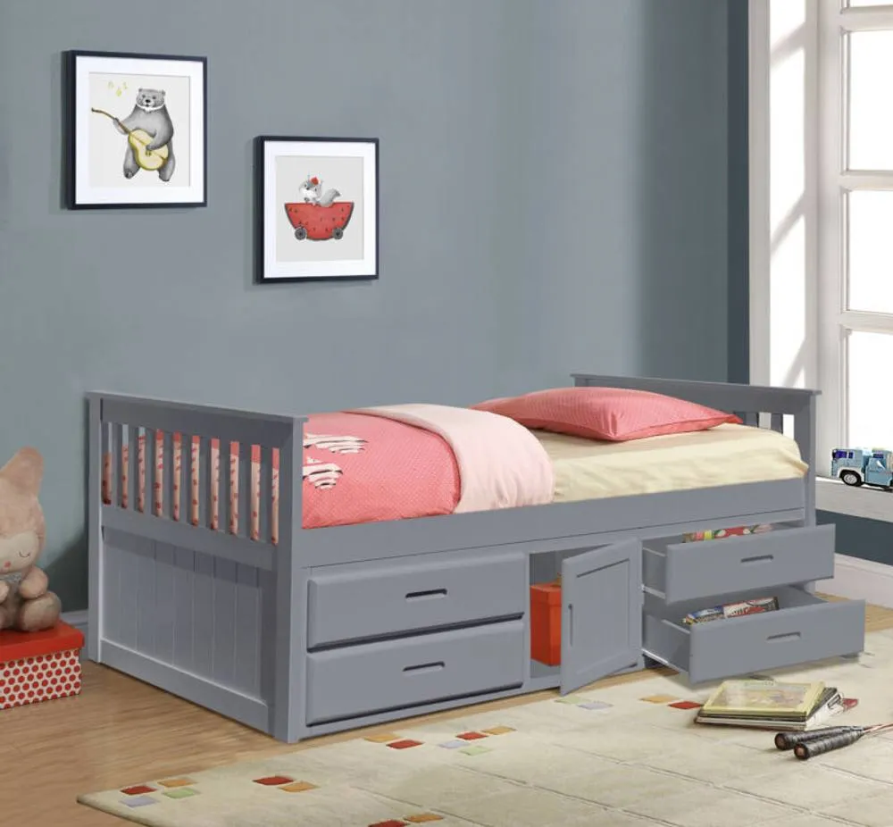Comfy Living Ltd 3ft Wooden Captains Bed With Drawers & Storage in Grey 1