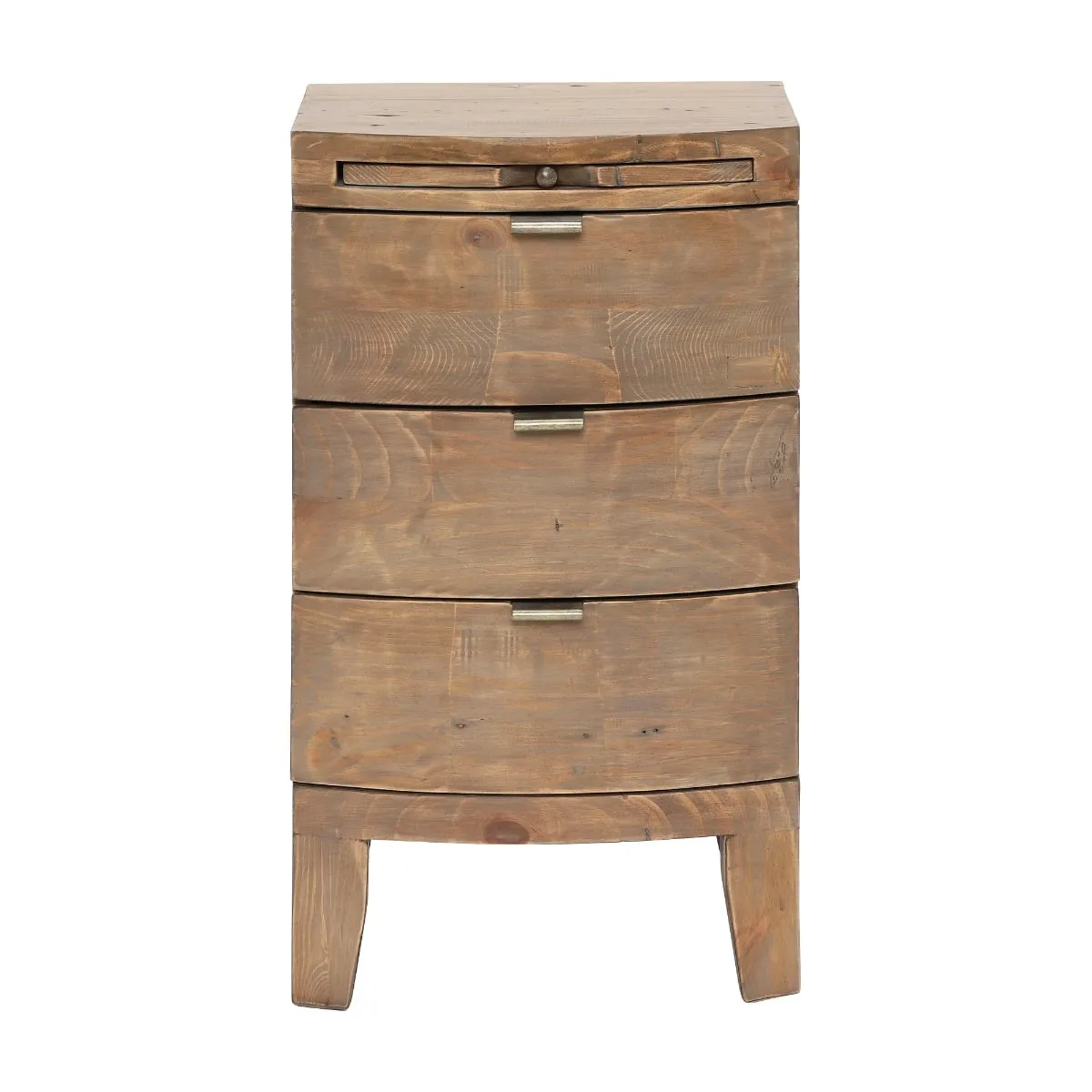 Rye 3 Drawer Bow Front Bedside Table, Neutral Wood | Barker & Stonehouse 3
