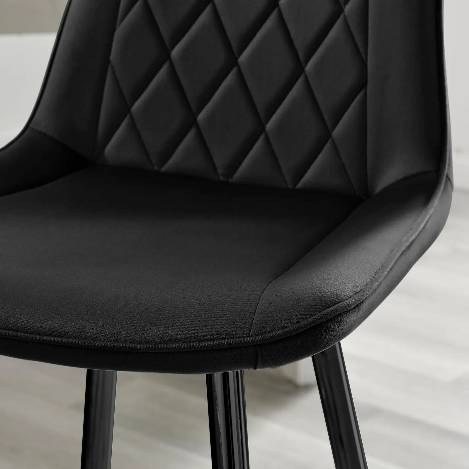 FurnitureboxUK Pesaro Set of 2 Velvet Black Legs Counter Stools 3
