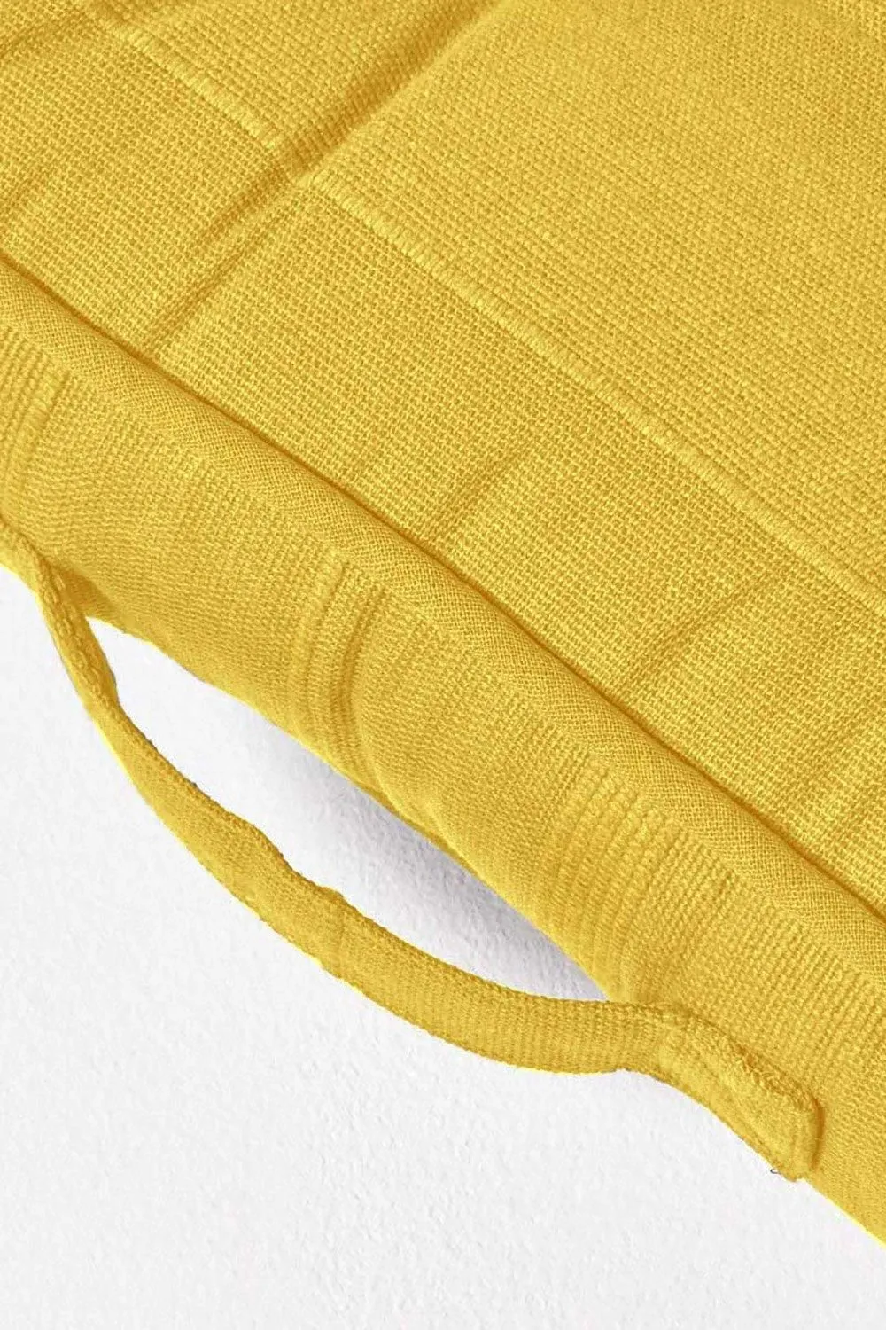 Homescapes Rajput Ribbed Cotton Floor Cushion in Yellow 4