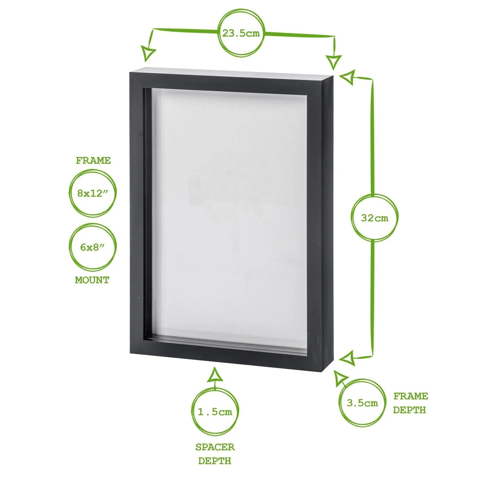 Nicola Spring 3D Shadow Box Frames with A5 Mount - A4 (8" x 12") - Grey Mount - Pack of 5 in Black 4