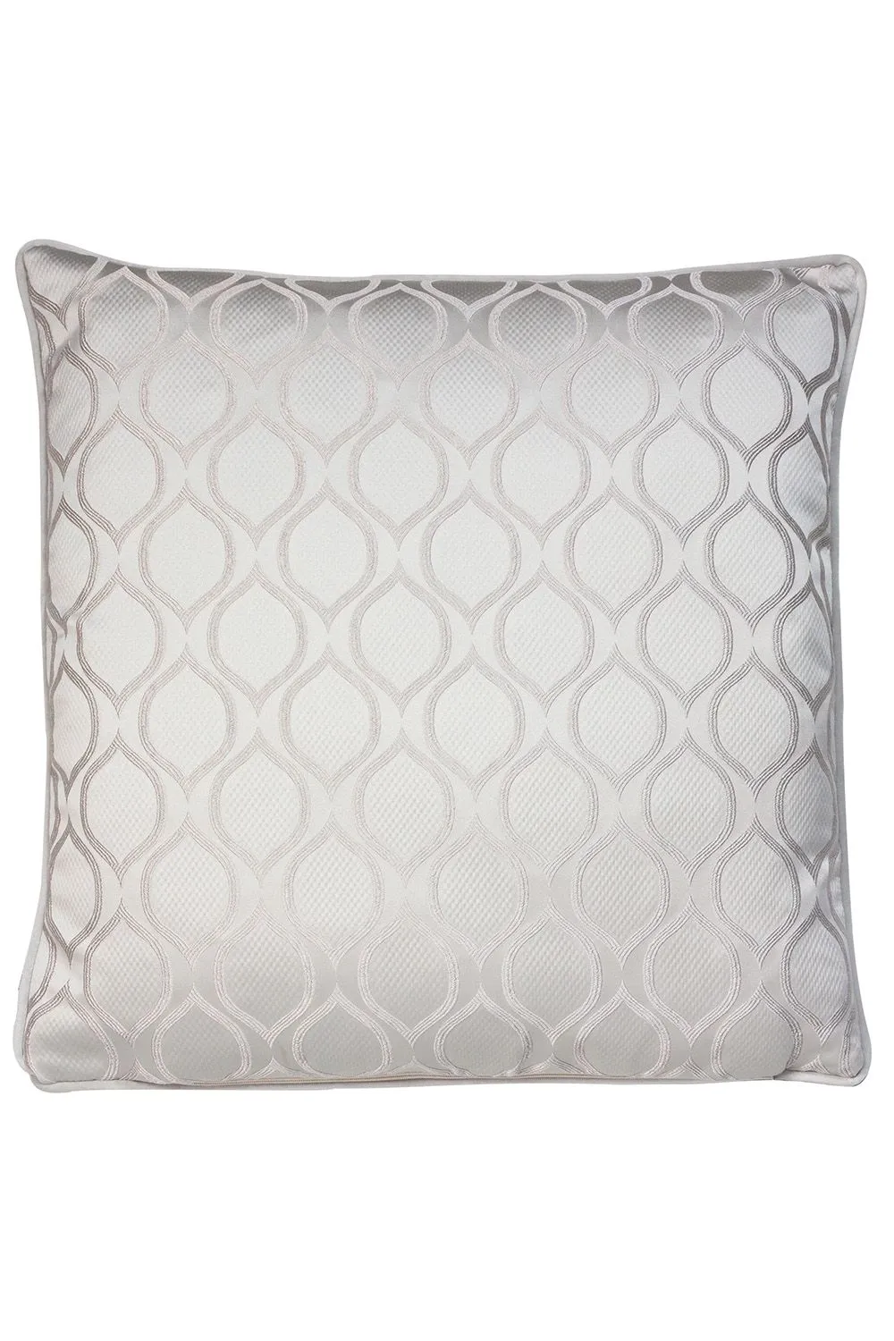 Prestigious Textiles Solitare Geometric Printed Piped Cushion in Metallic Silver