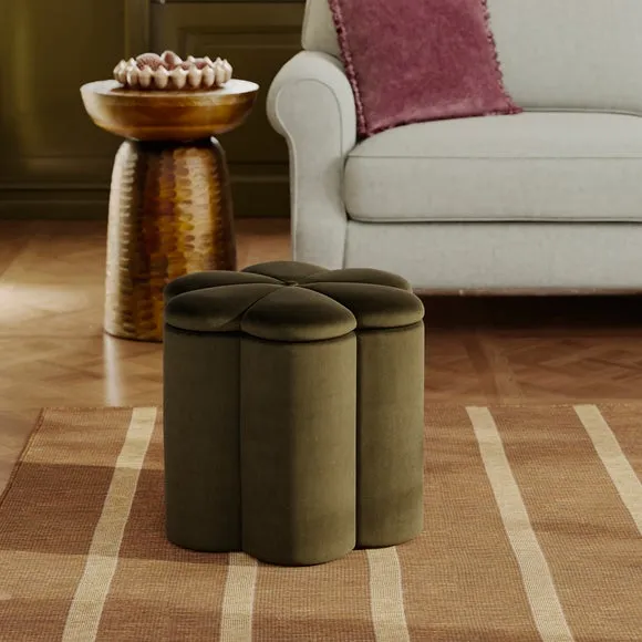 Flower Velvet Storage Footstool 1