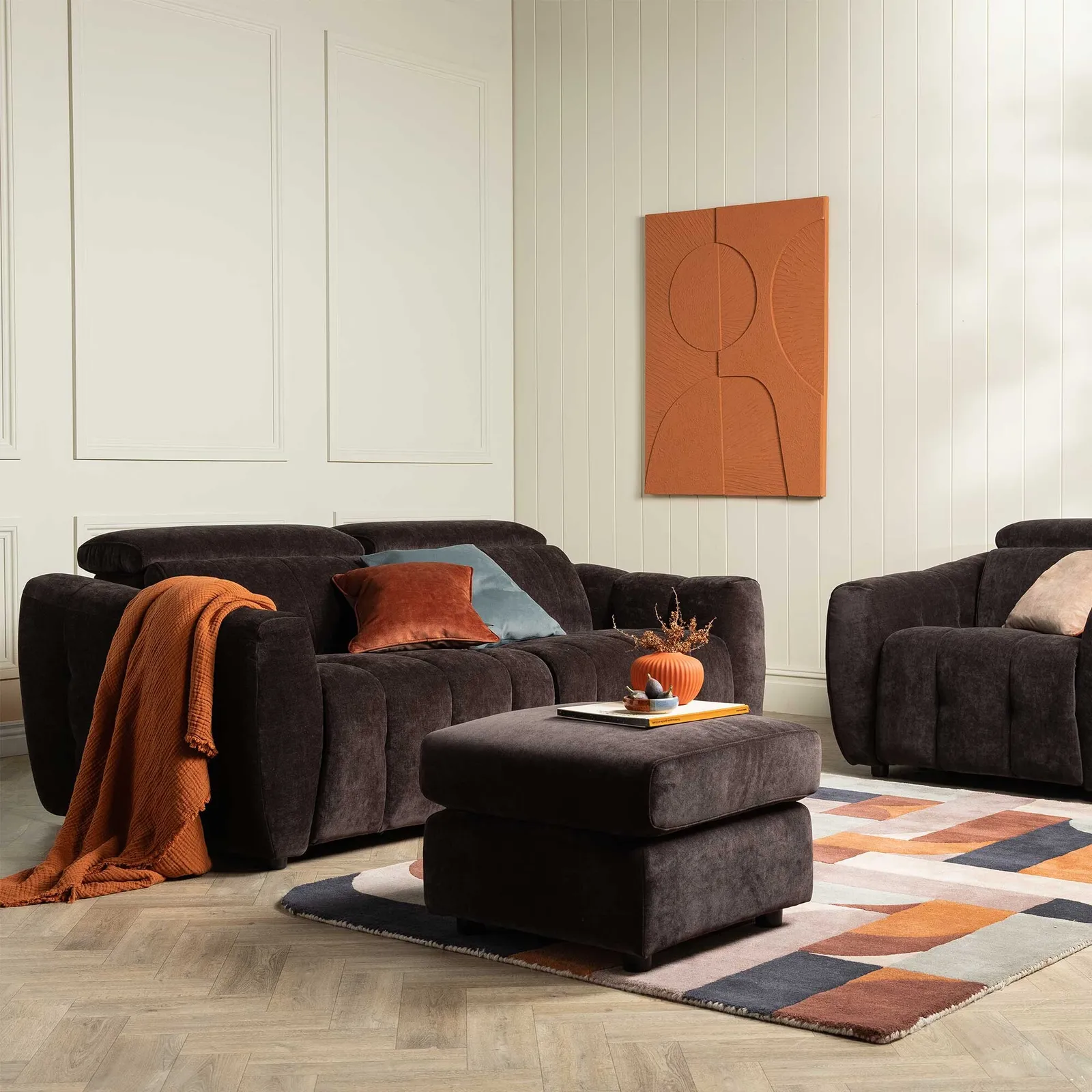 Montgomery Footstool, Brown Fabric | Barker & Stonehouse 4