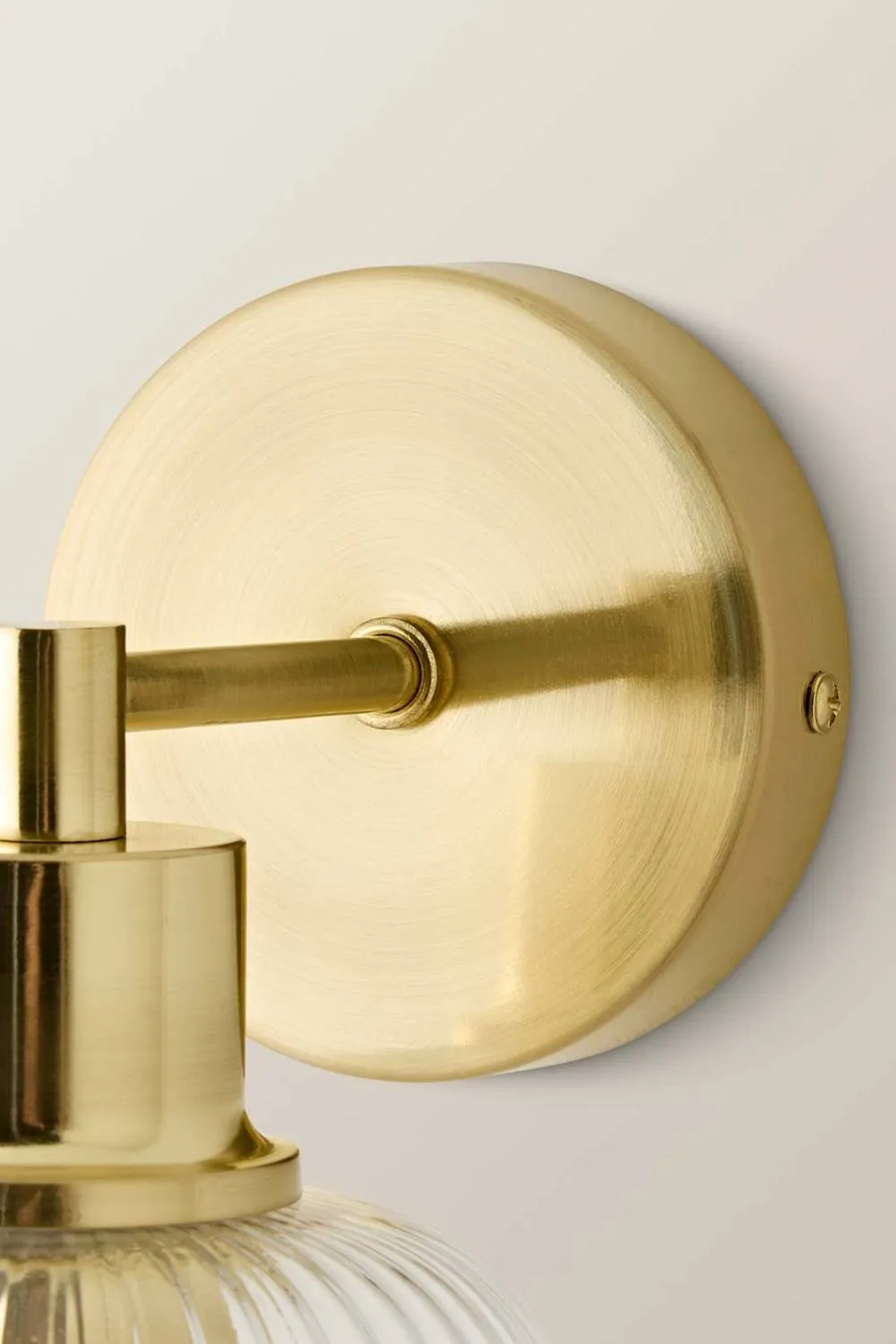 ValueLights Calpe Ribbed Glass Semi Flush Metallic Arm Wall Light & Bulb in Gold 5