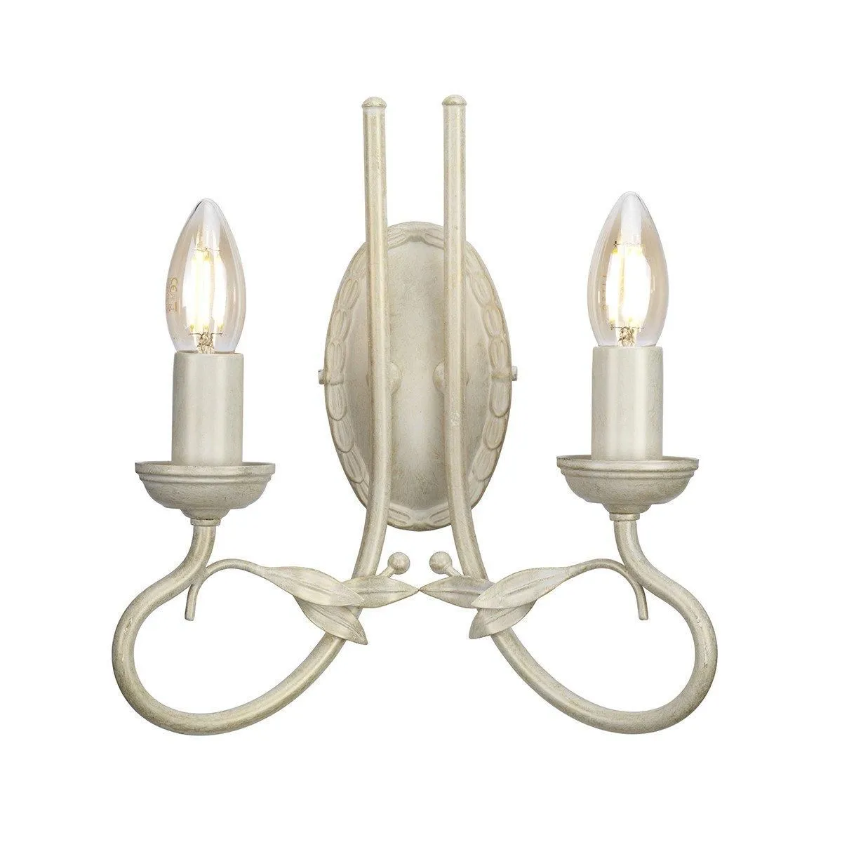 Netlighting Olivia 2 Light Indoor Candle Wall Light Gold Ivory E14 in White