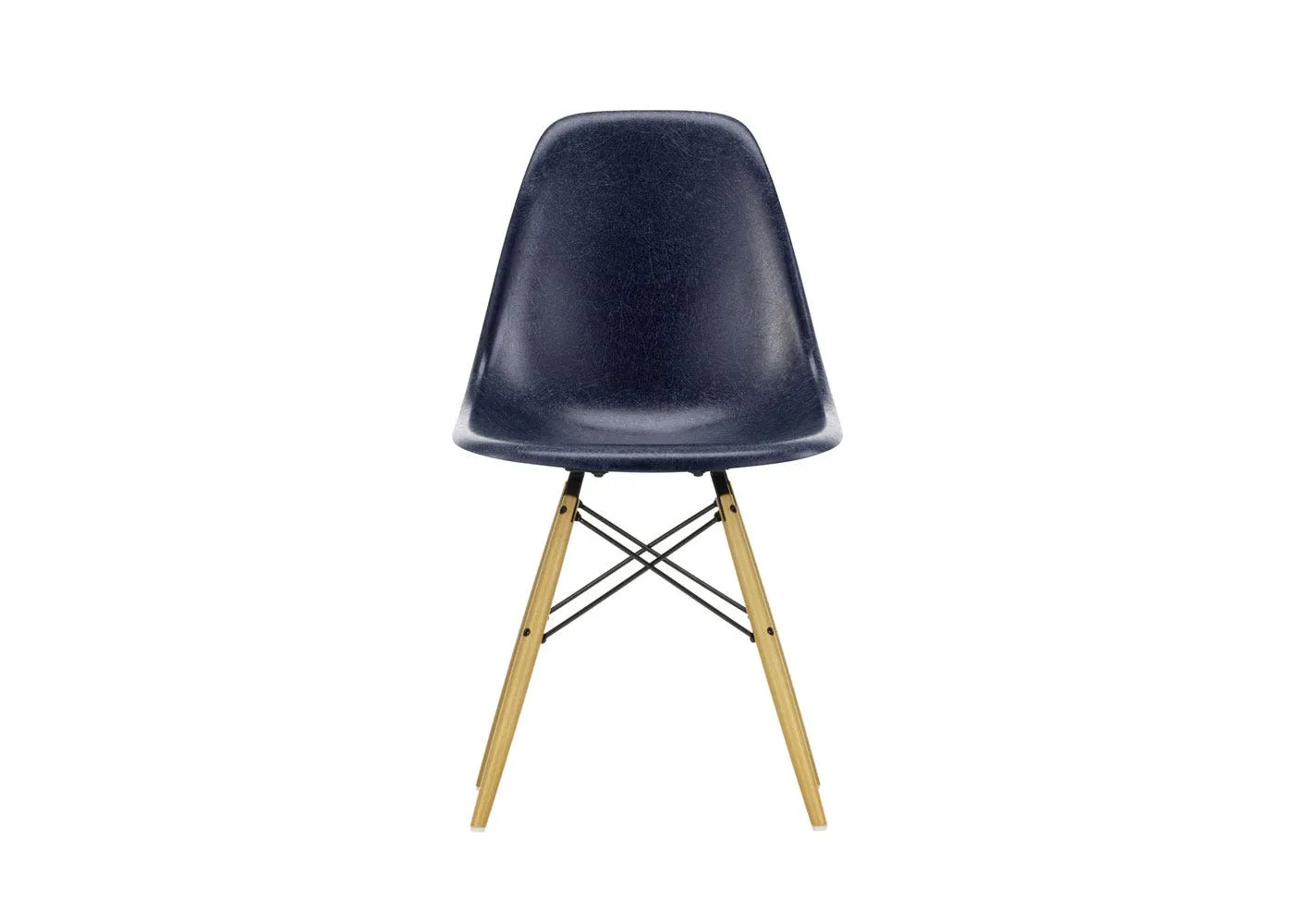 Vitra Eames Fibreglass Chair DSW Eames Navy Blue 02 Golden Maple Base 05 Glides