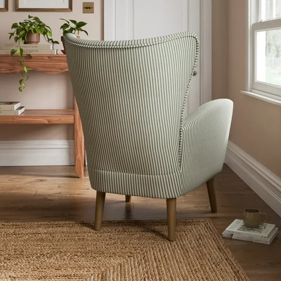 Sven Small Stripe Modern Wing Chair 2