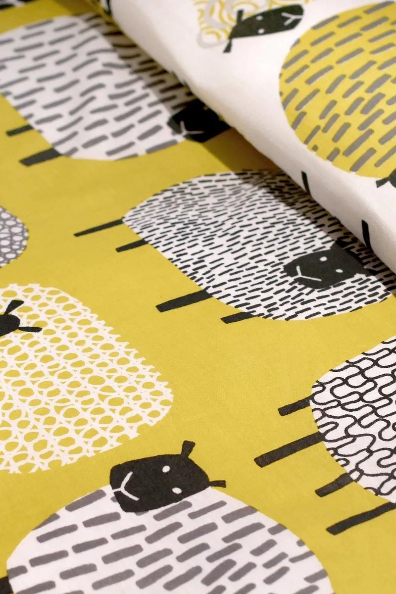 Fusion 'Dotty Sheep' Fun Reversible Duvet Cover Set in Mustard 5